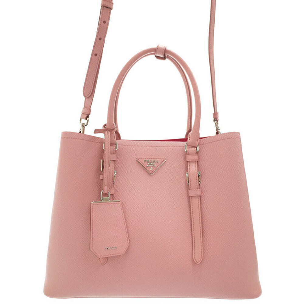 Prada Saffiano Cuir Double Handle 2way Tote pink Pesco - Picture 1 of 9
